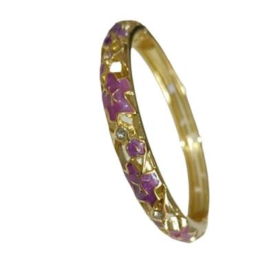 Imagem de Only My Live Home Pulseiras de punho articuladas com estrela esmaltada Cloisonne chinesa pequena para mulheres de pulso pequeno, joias étnicas a céu aberto, Inner Diameter 2.25 inch wide 0.31 inch