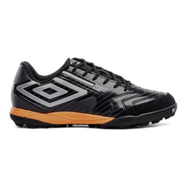 Imagem de Chuteira Society Umbro Pro 5 Bump Club Adulto Preto Prata e Laranja Fluor - 41