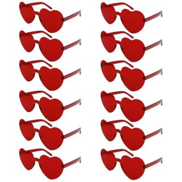 Imagem de Uintoon Óculos de sol de coração, 12 pares de óculos de coração vermelho para mulheres, meninas, óculos engraçados, lembrancinhas de despedida de solteira, acessórios para mulheres, decorações de