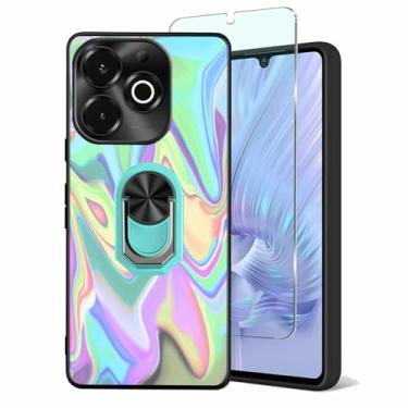 Imagem de Tuxiwei Capa de TPU para Umidigi G9X de 6,7 polegadas, compatível com protetores de tela de vidro temperado UMIDIGI G9X 9H, com suporte de dedo embutido [suporte magnético para carro] Pintura ondulada