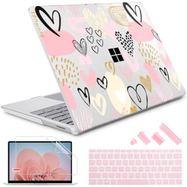Imagem de Lepeoac Compatível com laptop Microsoft Surface de 12,4 polegadas Go 3 Go 2 Go 1 modelos: 1943 2013 (versão 2023 2022 2020, capa rígida de plástico com capa de teclado e protetor de tela, corações