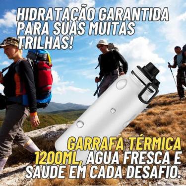 Imagem de Garrafa Térmica Aço Inox 1.2L Parede Dupla com Alça Flexível e Bico co