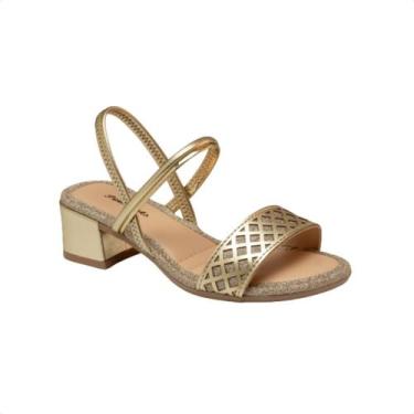 Imagem de Sandália Infantil Salto Médio Grosso Glitter Pink Cats, Champegne, 29