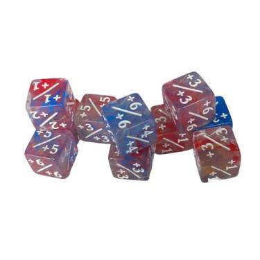 Imagem de Kokiya 10 peças de dados de contagem de 6 lados, suprimentos para ensino de matemática, fichas de adição e subtração, dados numéricos, Vermelho Azul