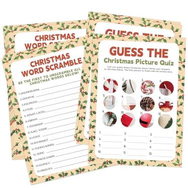 Imagem de 30 Pcs Christmas Party Games Cards - Word Scramble and Picture Quiz (2 Game Bundle), Funny Christmas Games for Family Party, Classroom Activities Xmas Party Favors, White Elephant Gifts for Adults