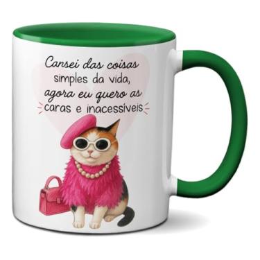 Imagem de Caneca Engraçada Gata Chique, Quero As Coisas Inacessíveis (Verde)