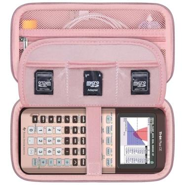 Imagem de Supmay Estojo rígido de viagem para calculadora gráfica colorida Texas Instruments TI-84 Plus CE/TI-84 Plus/TI-83 Plus CE, suporte de armazenamento com bolsos de malha para cabo carregador, manual do usuário e mais, ouro rosa