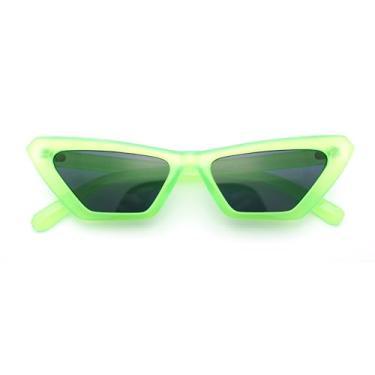 Imagem de Óculos de sol femininos Neon Pop Color 80s Squared Cat Eye, Verde, 6" (153mm) x 1 6/16" (36mm)