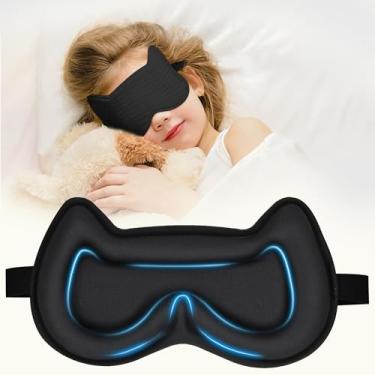 Imagem de Pyopbow Máscara de dormir para crianças: Máscara de dormir com bojo contornado 3D, venda com alça ajustável, cobertura de olho infantil para meninos, meninas, adolescentes, sem pressão com máscara