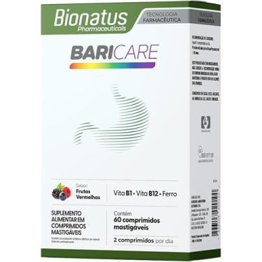 Imagem de Bionatus, BariCare, Comprimidos mastigáveis, Suplemento alimentar, Vitamina B1 1,2mg + Ácido Fólico 400mcg DFE + Vitamina B12 2,4mcg + Cobre 900mcg Ferro 14mg, 60 comprimidos • 60 doses, Branco