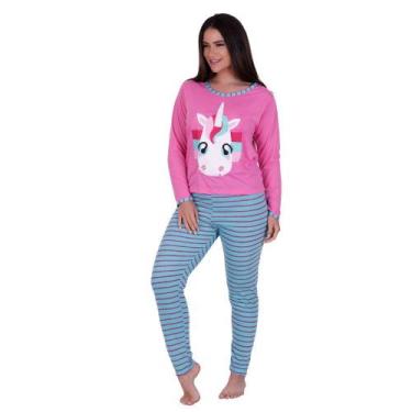 Imagem de Pijama Inverno Calça Manga Longa Unicórnio Âncora Girafa Vaquinha Flam