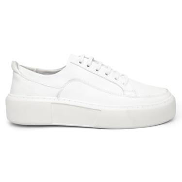 Imagem de Tênis Sneaker Casual Mr Light Masculino Sola Alta Couro Legítimo Premium de Luxo Branco 38