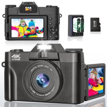 Imagem de Câmera digital METRORABBI 4K 56MP Point & Shoot com tela giratória - M