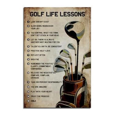 Imagem de Pôster de lições de vida de golfe, citações motivacionais e inspiradoras, arte de parede, retrô, imagens de golfe, presentes vintage para homens, amigos, quarto, sala de estar, escritório, decoração