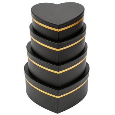 Imagem de Caixas de presente Oairse Black Heart em forma de coração para flores,
