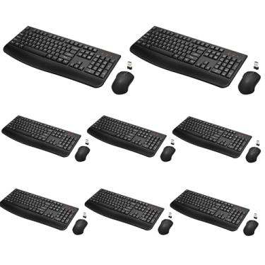 Imagem de Combo de teclado e mouse sem fio, teclado sem fio de 2,4 GHz com descanso de mão confortável e mouse óptico para Windows, Mac OS, PC/desktops/computadores/laptops (pacote com 8)