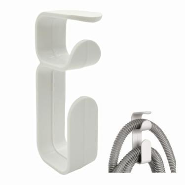 Imagem de WTQTW Gancho de mangueira CPAP, suporte de mangueira CPAP para cama, suporte de tubo CPAP com mangueira antidesgancho, suporte de mangueira CPAP com antiderrapante, suporte de máscara CPAP branco