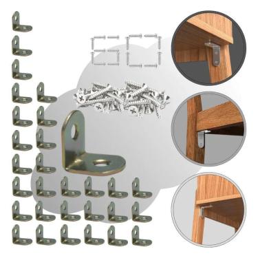 Imagem de Cantoneira L Bicromatizada Moveis Reforço Gaveta 20 Mm 30Pç