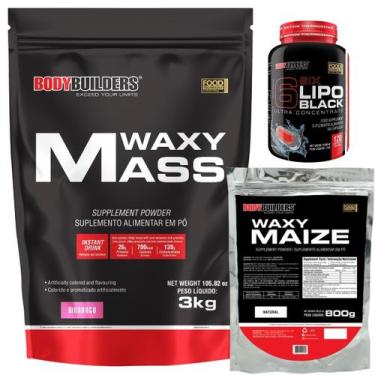 Imagem de Kit Hipercalórico Waxy Mass 3kg + Waxy Maize 800g Natural + Six 6Lipo 
