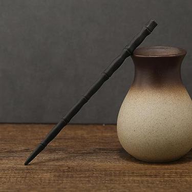 Imagem de Palito de cabelo tradicional de madeira preta estilo chinês grampos de cabelo vintage flores folhas cabelo acessórios de joias da China