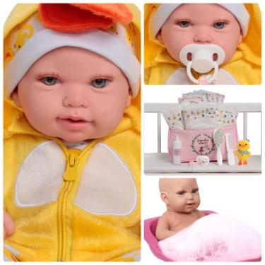 Imagem de Boneca Menina Realista com Roupa Patinho e Pelúcia Infantil - Cegonha 