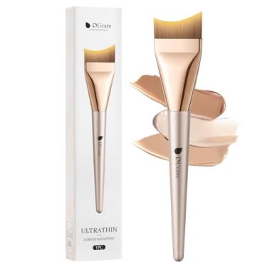 Imagem de DUcare Pincel de maquiagem profissional para maquiagem líquida, cerdas lisas e macias em forma de rabo de peixe para aplicação sem costura, ideal para base líquida e maquiagem facial em creme
