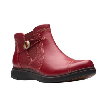 Imagem de Clarks Bota feminina Certina Joy no tornozelo, Couro vermelho, 38 BR