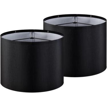 Imagem de Conjunto de abajures GO&SO em tecido preto de tamanho médio (33x33x25c