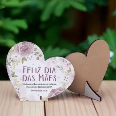 Imagem de Lembrancinha Coração Decorativo com Frase Bíblica Homenagem para Mães 