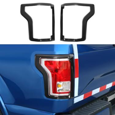 Imagem de Capa de caixa de luz traseira lateral (esquerda e direita) compatível com Ford F150 2015 2016 2017 2018 2019 2020, painel de acabamento de luz traseira brilhante ABS, 2 peças, fibra de carbono preta