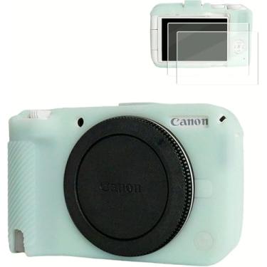 Imagem de VOVMOEYA Capa de silicone para câmera digital Canon EOS R50 v com 2 peças de protetor de tela temperado de 0,25 mm e capa protetora Canon eos r50v