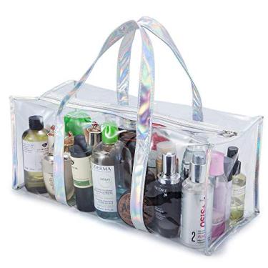 Imagem de GigabitBest Bolsa transparente para estádio bolsa de praia grande com zíper bolsa de compras para mulheres