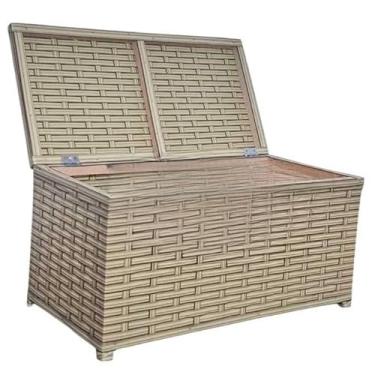 Imagem de Caixa Organizadora de Brinquedos com Tampa Articulada - Design Moderno em Tecido, Estrutura em Madeira e Pronta para Uso (canela)