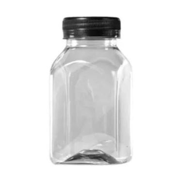 Imagem de Garrafa Plástica Quadrada 200ml com Tampa com Lacre - Fardo com 100 Un