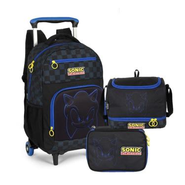 Imagem de Kit Escolar Sonic The Hedgehog – Mochila de Rodinha + Lancheira + Estojo Luxcel Oficial
