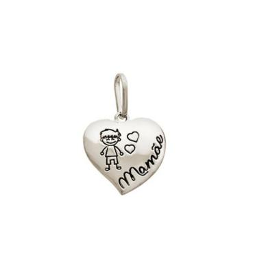 Imagem de Pingente De Prata Coração Estampado Menino Mamãe Com Resina