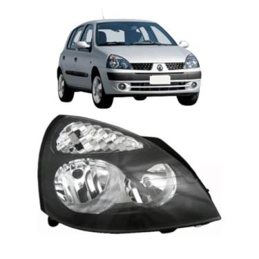 Imagem de Farol Clio 2003 á 2012 Foco Duplo Máscara Negra Lado Esquerdo