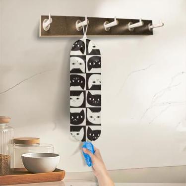 Imagem de Suporte de saco de plástico para gatos, suporte de sacola de compras, presentes para amantes de gatos, suportes organizadores de sacolas de plástico para compras, organizador de sacos de lixo para