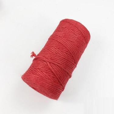 Imagem de Corda de cânhamo vermelho, corda de barbante, 100 m, corda vermelha de artesanato de 2 mm para macramê, jardinagem, embrulho de presente