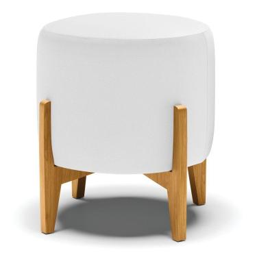 Imagem de Puff Stella Corino Base Madeira Castanho Branco