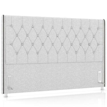Imagem de Cabeceira Cama Box Queen 160cm Estofada Frizza P05 Linho Cinza Claro