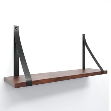 Imagem de Prateleira Em Mdf Castanho 60x15cm Com Alça Cor Preto
