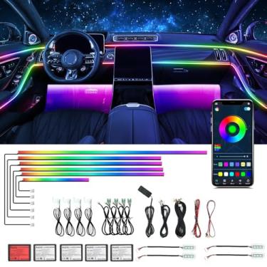 Imagem de Dream Color Kit de luz ambiente interior de acrílico para carro, Bphuny 22 em 1 593 LEDs fibra óptica vários modos decoração atmosfera luzes com música ritmo arco-íris dinâmico, luzes neon RGB para