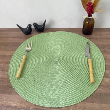 Imagem de Lugar Jogo Americano Redondo Mesa Posta Cozinha Jantar Decorativo Sousplat Tramado Flexível (4, Verde)