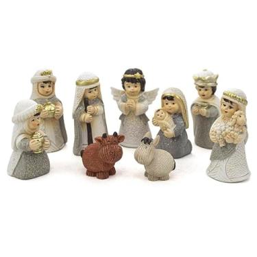 Imagem de Presépio Importado Cinza Resina 9 Peças - 7cm