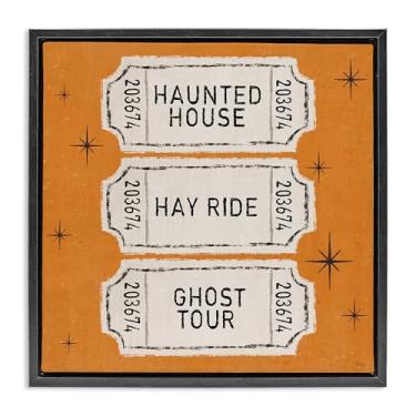 Imagem de Stupell Industries Wee Bit Wicked Tickets Brown Framed Floater Canvas Wall Art, design por Veronique Charron, 25 x 25