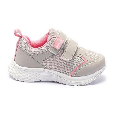 Imagem de Tênis Infantil Menina Casual Confortável Cinza Rosa Pequito, 34, Cinza