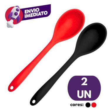 Imagem de Kit 04 Mini Utensílios Cozinha Em Silicone Concha E Espátula Vazada E 
