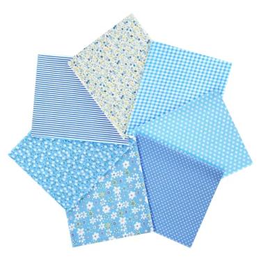 Imagem de Ainiv 7 pacotes de tecido quadrados, 50 cm x 50 cm 100% algodão, pacotes de tecido acolchoado, quadrados florais pré-cortados patchwork para acolchoamento, costura, artesanato DIY, máscara, azul