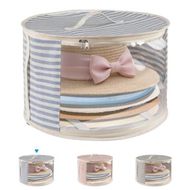Imagem de ComfortKeeper Pacote com 1 caixa de armazenamento de chapéu com janela transparente, comporta até 7 bonés de cowboy bolsa organizadora para armário para chapéus de aba larga com alças de transporte